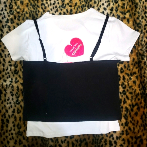CHRONICALLY CRUSHED 2-IN-1 TOP CLUELESS DOLLS KILL LAYERED TEE Y2K - Picture 4 of 4